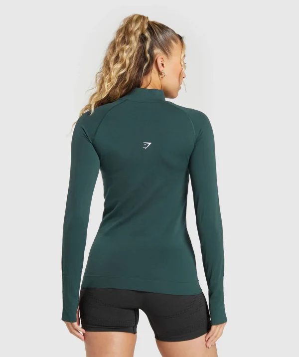 Best Gymshark Vital Seamless 2.0 1/2 Zip WoodlandGreenMarl