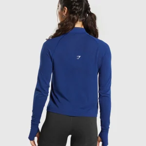 Hot Gymshark Vital Seamless 2.0 1/4 Zip StellarBlueMarl