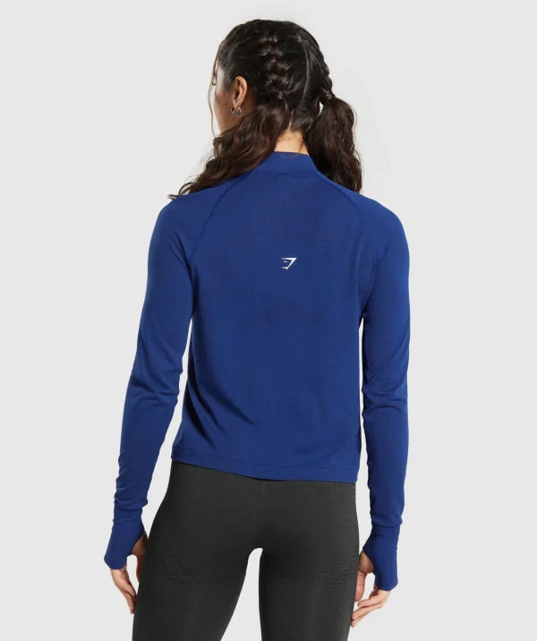 Hot Gymshark Vital Seamless 2.0 1/4 Zip StellarBlueMarl