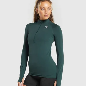 Best Gymshark Vital Seamless 2.0 1/2 Zip WoodlandGreenMarl