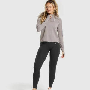 Fashion Gymshark Vital Seamless 2.0 1/4 Zip WarmTaupeMarl