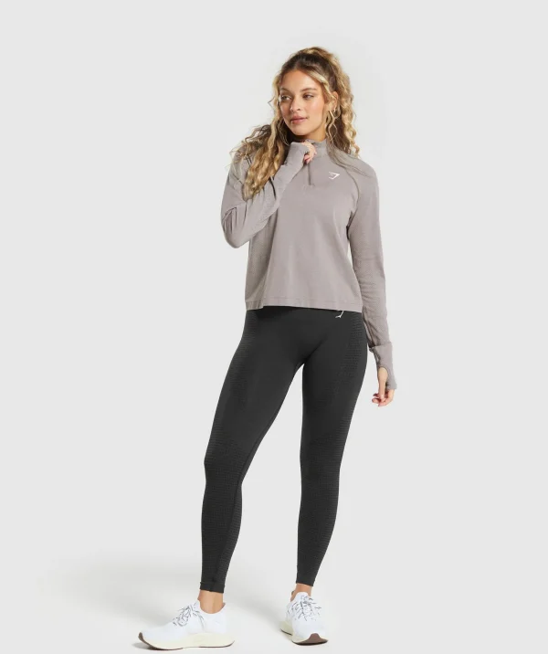 Fashion Gymshark Vital Seamless 2.0 1/4 Zip WarmTaupeMarl