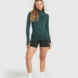 Best Gymshark Vital Seamless 2.0 1/2 Zip WoodlandGreenMarl