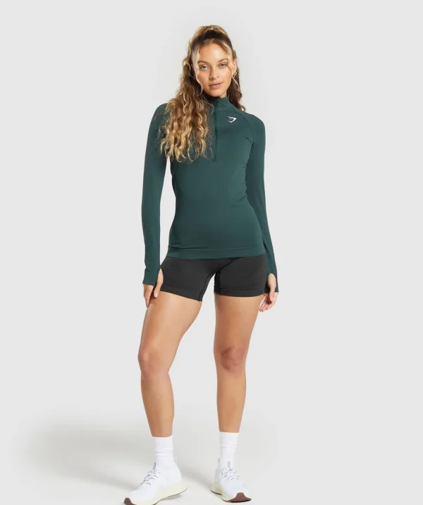 Best Gymshark Vital Seamless 2.0 1/2 Zip WoodlandGreenMarl