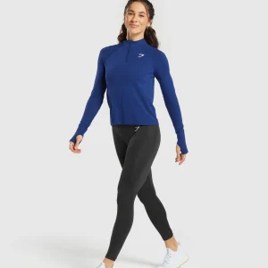 Hot Gymshark Vital Seamless 2.0 1/4 Zip StellarBlueMarl