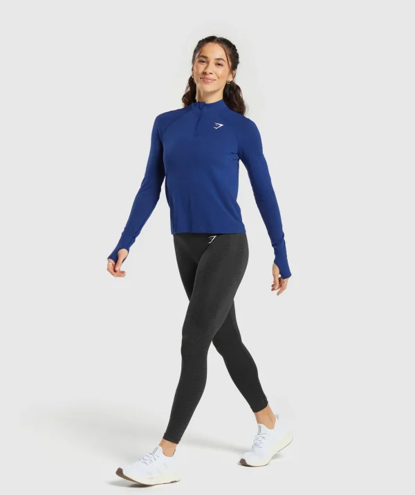 Hot Gymshark Vital Seamless 2.0 1/4 Zip StellarBlueMarl