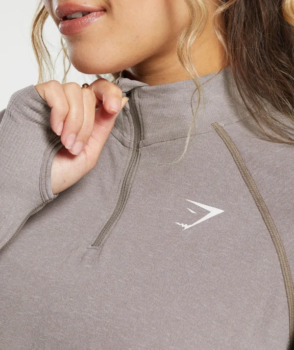 Fashion Gymshark Vital Seamless 2.0 1/4 Zip WarmTaupeMarl