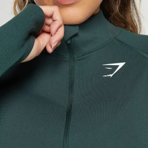 Best Gymshark Vital Seamless 2.0 1/2 Zip WoodlandGreenMarl