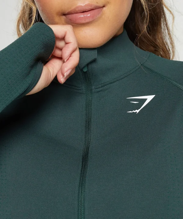 Best Gymshark Vital Seamless 2.0 1/2 Zip WoodlandGreenMarl