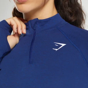 Hot Gymshark Vital Seamless 2.0 1/4 Zip StellarBlueMarl