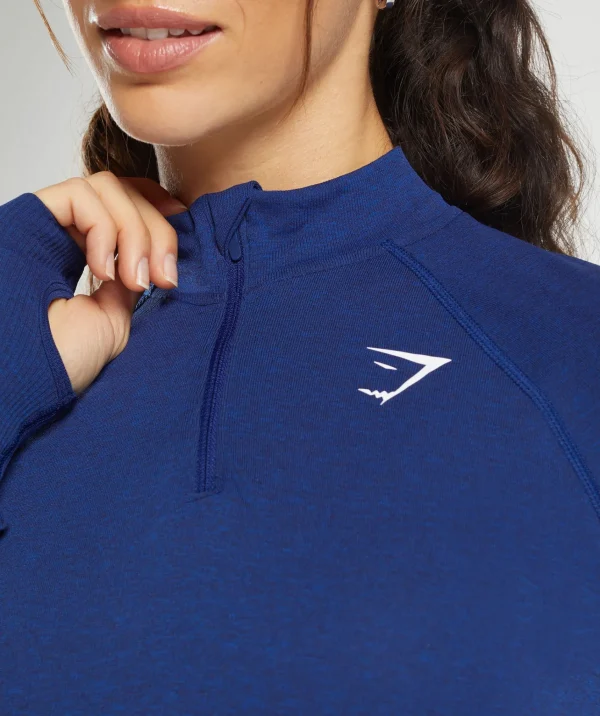 Hot Gymshark Vital Seamless 2.0 1/4 Zip StellarBlueMarl