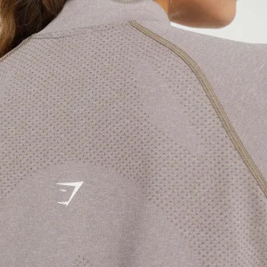 Fashion Gymshark Vital Seamless 2.0 1/4 Zip WarmTaupeMarl