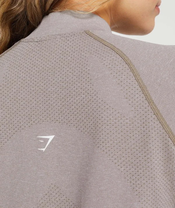 Fashion Gymshark Vital Seamless 2.0 1/4 Zip WarmTaupeMarl