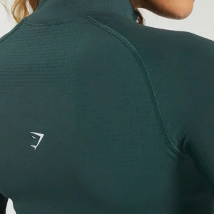 Best Gymshark Vital Seamless 2.0 1/2 Zip WoodlandGreenMarl