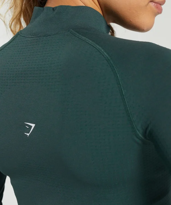 Best Gymshark Vital Seamless 2.0 1/2 Zip WoodlandGreenMarl