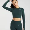 Hot Gymshark Vital Seamless 2.0 Crop Top WoodlandGreenMarl