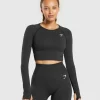 Sale Gymshark Vital Seamless 2.0 Crop Top BlackMarl