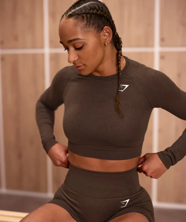 Fashion Gymshark Vital Seamless 2.0 Crop Top EspressoMarl