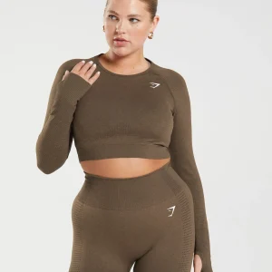 Fashion Gymshark Vital Seamless 2.0 Crop Top EspressoMarl