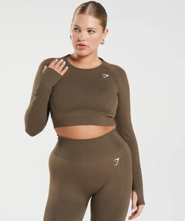 Fashion Gymshark Vital Seamless 2.0 Crop Top EspressoMarl