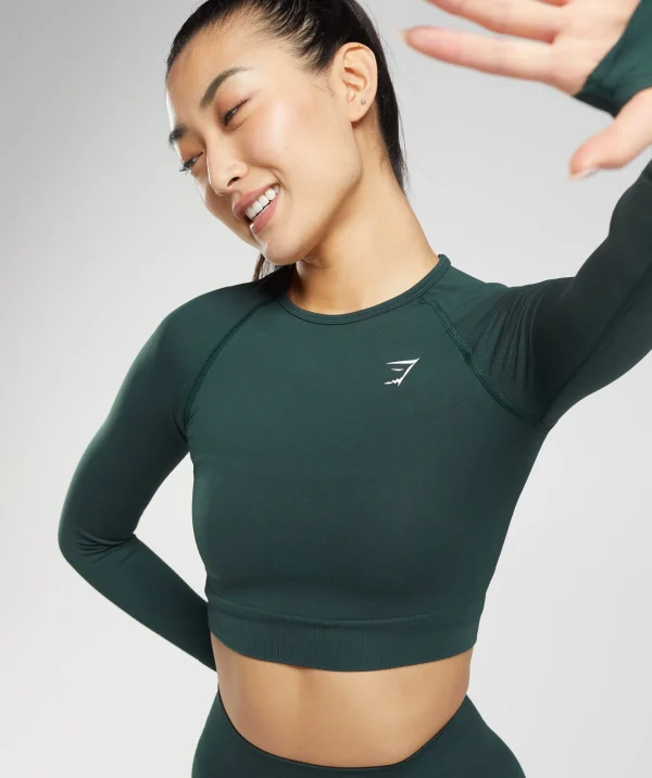 Hot Gymshark Vital Seamless 2.0 Crop Top WoodlandGreenMarl