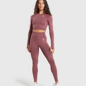 Discount Gymshark Vital Seamless 2.0 Leggings BurgundyPink/Marl