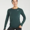 Hot Gymshark Vital Seamless 2.0 Light Long Sleeve Top WoodlandGreenMarl