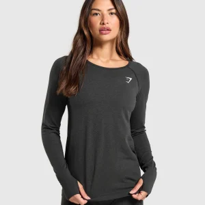 Discount Gymshark Vital Seamless 2.0 Light Long Sleeve Top BlackMarl