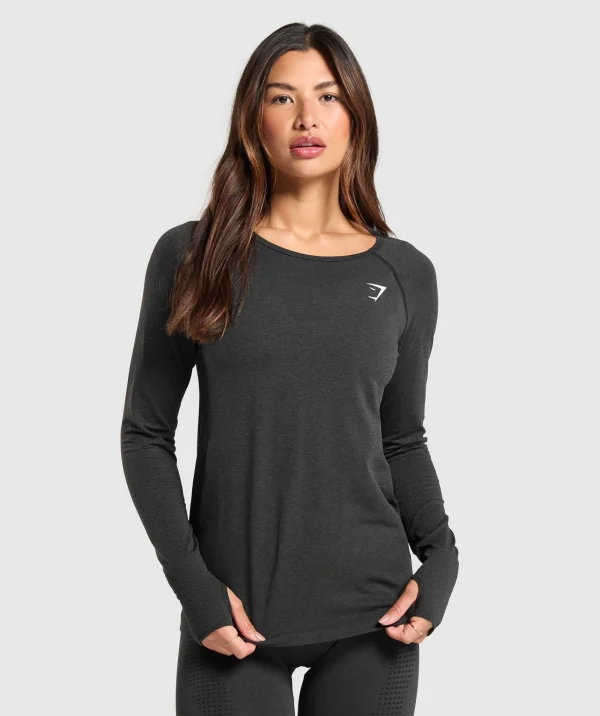 Discount Gymshark Vital Seamless 2.0 Light Long Sleeve Top BlackMarl