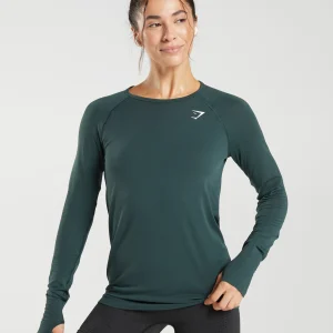 Hot Gymshark Vital Seamless 2.0 Light Long Sleeve Top WoodlandGreenMarl