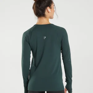 Hot Gymshark Vital Seamless 2.0 Light Long Sleeve Top WoodlandGreenMarl