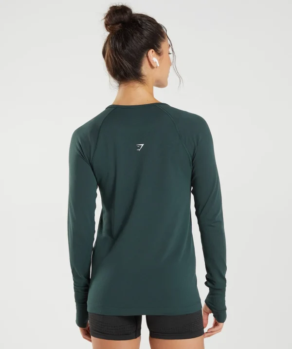 Hot Gymshark Vital Seamless 2.0 Light Long Sleeve Top WoodlandGreenMarl