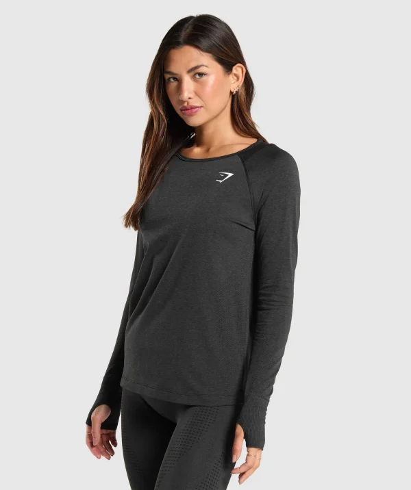 Discount Gymshark Vital Seamless 2.0 Light Long Sleeve Top BlackMarl