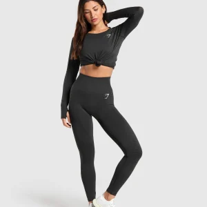 Discount Gymshark Vital Seamless 2.0 Light Long Sleeve Top BlackMarl