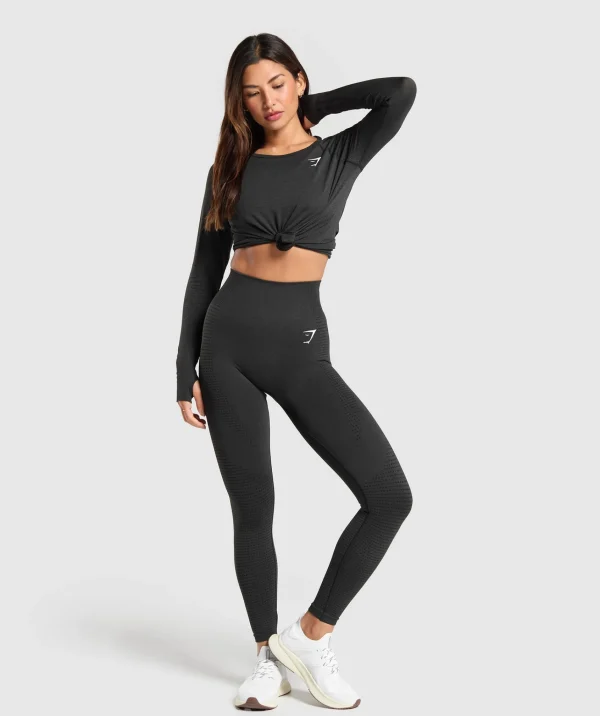 Discount Gymshark Vital Seamless 2.0 Light Long Sleeve Top BlackMarl