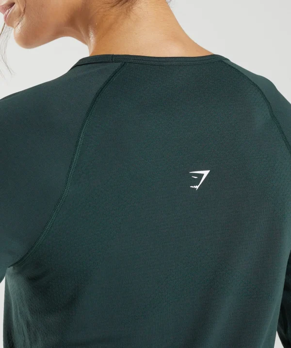 Hot Gymshark Vital Seamless 2.0 Light Long Sleeve Top WoodlandGreenMarl