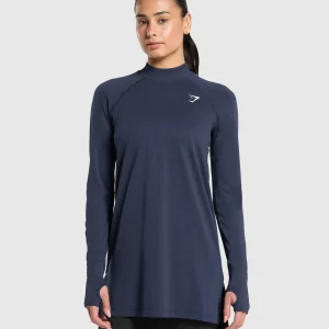 Online Gymshark Vital Seamless 2.0 Long Line Top HeavyBlueMarl