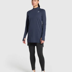 Online Gymshark Vital Seamless 2.0 Long Line Top HeavyBlueMarl