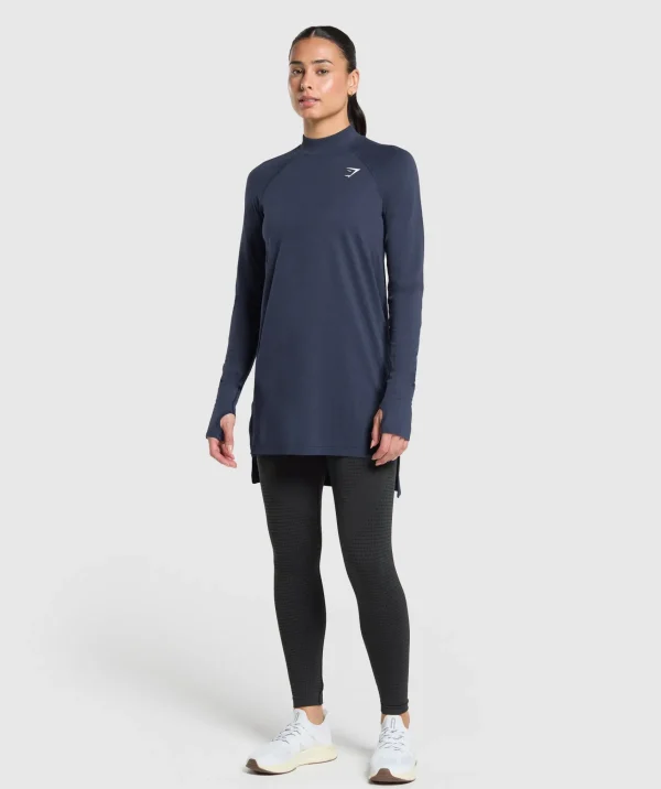 Online Gymshark Vital Seamless 2.0 Long Line Top HeavyBlueMarl