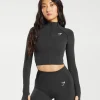 Sale Gymshark Vital Seamless 2.0 Midi Zip Up Jacket BlackMarl