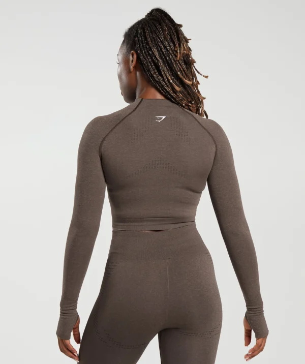 Online Gymshark Vital Seamless 2.0 Midi Zip Up Jacket BrownMarl