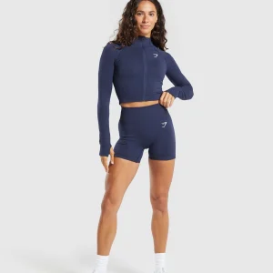 Best Gymshark Vital Seamless 2.0 Midi Zip Up Jacket HeavyBlue/Marl