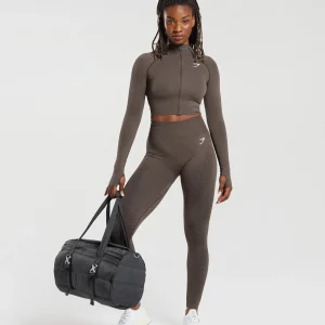 Online Gymshark Vital Seamless 2.0 Midi Zip Up Jacket BrownMarl