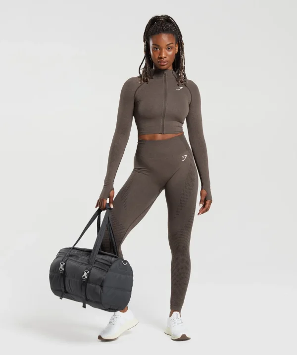 Online Gymshark Vital Seamless 2.0 Midi Zip Up Jacket BrownMarl