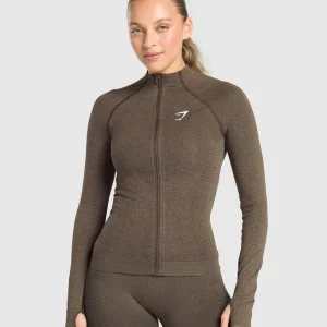 Discount Gymshark Vital Seamless 2.0 Tight Tracktop PennyBrownMarl