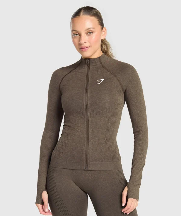 Discount Gymshark Vital Seamless 2.0 Tight Tracktop PennyBrownMarl