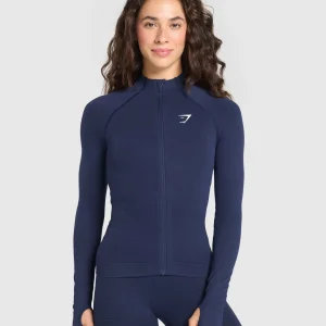 Online Gymshark Vital Seamless 2.0 Tight Tracktop HeavyBlueMarl