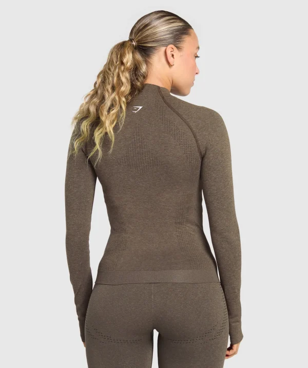 Discount Gymshark Vital Seamless 2.0 Tight Tracktop PennyBrownMarl