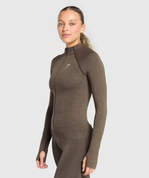 Discount Gymshark Vital Seamless 2.0 Tight Tracktop PennyBrownMarl