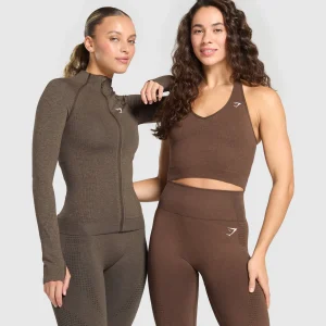 Discount Gymshark Vital Seamless 2.0 Tight Tracktop PennyBrownMarl